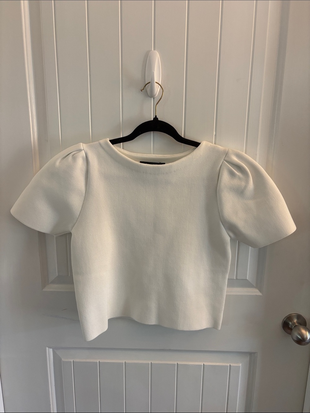 Zara White Puff Sleeve Top